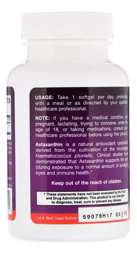 Jarrow Formulas® Astaxantina 12 Mg, Suplemento Dietético, Su - Imagem 7