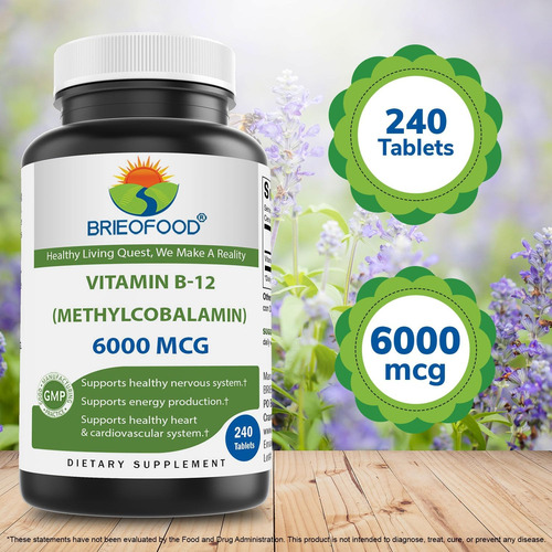 Suplemento Brieofood Vitamina B-12 6000mcg 240 Comprimidos - Imagem 3