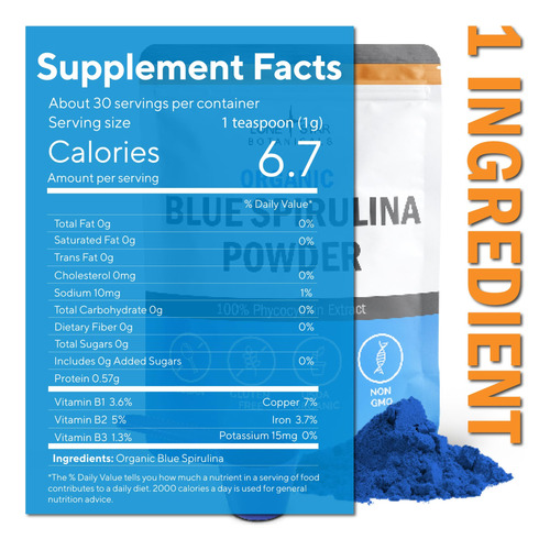 Spirulina Azul Em Pó Lone Star Botanicals 60 Porções - Imagem 2