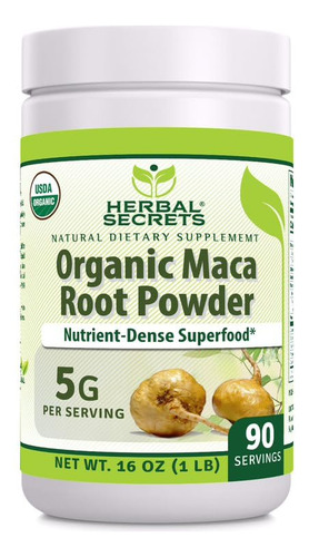 Suplemento Herbal Secrets Maca Root Powder 473ml Usda Organi