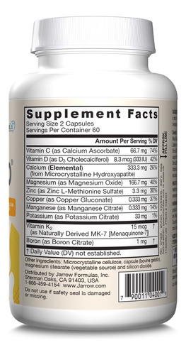 Suplemento Jarrow Formulas Boneup 120 Cápsulas Bone Support - Imagem 9