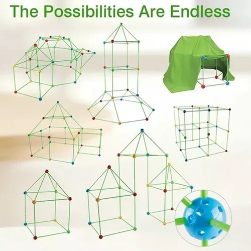155 Unidades Kids Construction Fort Building Castles Tunnels - Imagem 4