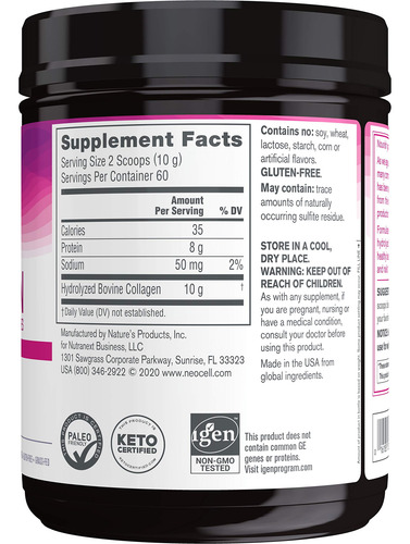 Suplemento Neocell Super Collagen Peptídeos Sem Sabor 625 Ml - Imagem 8