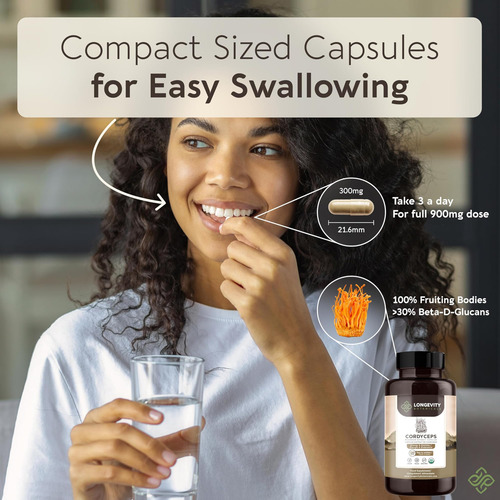 Cápsulas De Cogumelo Cordyceps Orgânico Longevity Botanicals - Imagem 16