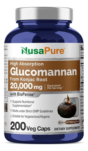 Nusapure Glucomanano 20.000 Mg Por Porção 200 Vcaps (extrato - Imagem 9