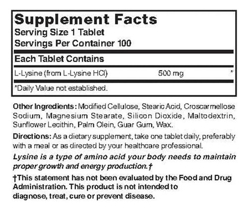 Lisina 500 Mg 500 Mg 100 Guias - Imagem 3