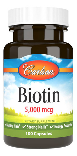 Carlson Biotin 5000 Mcg Para Cabelos E Unhas Fortes