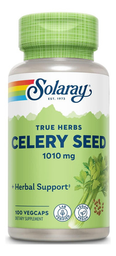 Semente De Aipo Solaray, 505 Mg, 100 Cápsulas Vegetarianas