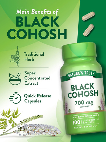 Natureza Verdade Preto Cohosh | 100 Cápsulas | Extrato De Ra - Imagem 6