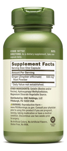 Suplemento Gnc Herbal Plus Raiz De Gengibre 550 Mg Para Saúd - Imagem 2