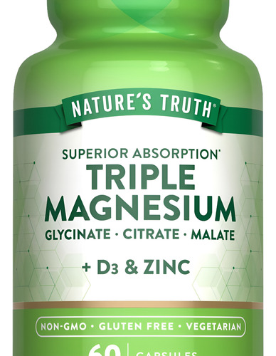 Suplemento De Magnésio Triplo Da Nature"s Truth Com D3 E Zin