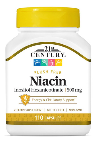 Niacina Do Século 21 Sem Vermelhidão 500 Mg 110 Cápsulas - Imagem 3