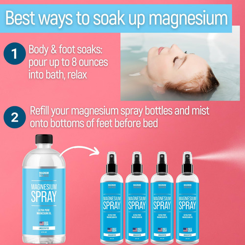 Spray De Magnésio - Big 32 Oz De Grau Usp Pure Magnesium Oil - Imagem 6