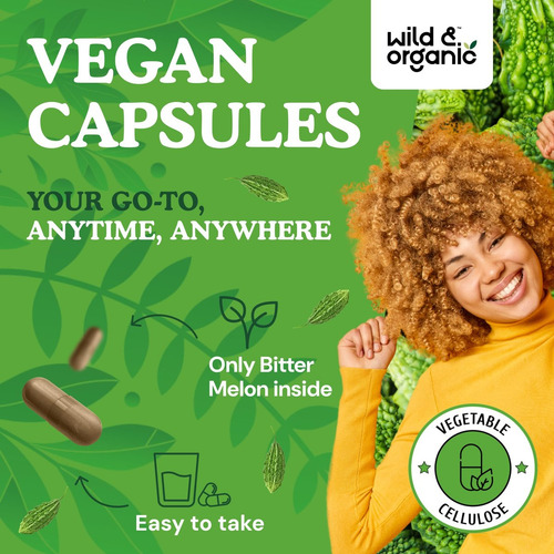Cápsulas De Melão Amargo Selvagem E Orgânico 500 Mg Vegano - Imagem 2