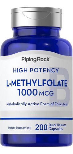 Piping Rock L-metilfolato 1000 Mcg | 200 Cápsulas | Otimizad