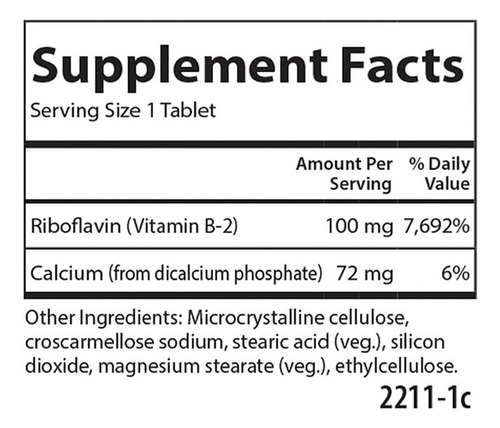 Carlson B-2 Riboflavina 100 Mg, 100 Comprimidos Vegetais - Imagem 3