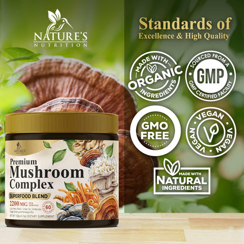 Suplemento De Cogumelos Nature"s Nutrition 11 Em 1 Complex - Imagem 4