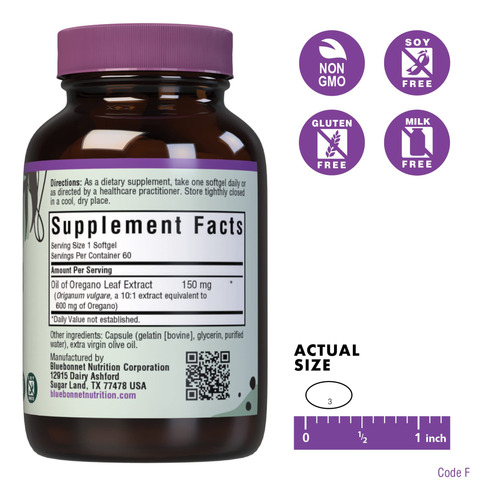 Suplemento Bluebonnet Nutrition Óleo De Orégano 150mg 60 Sof - Imagem 2
