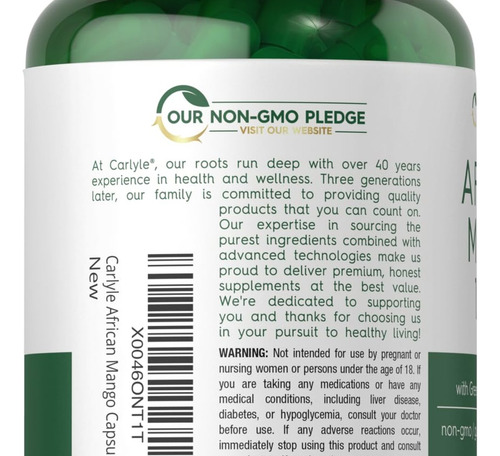 Suplemento De Manga Africana Carlyle 1220mg Com Chá Verde - Imagem 3