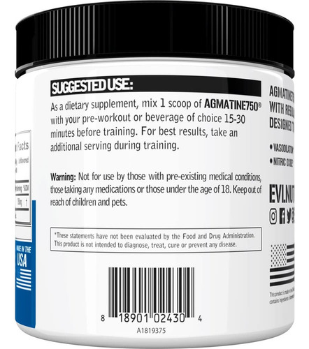 Suplemento De Agmatina Evlution Para Desempenho Muscular - Imagem 2