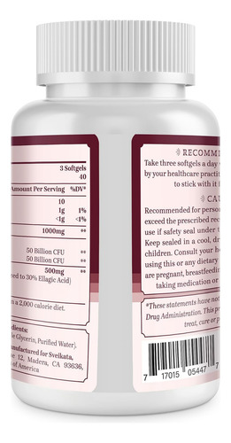 Sveikata Urolitina A Suplemento 1500mg, 120 Softgels (2 Garr - Imagem 9