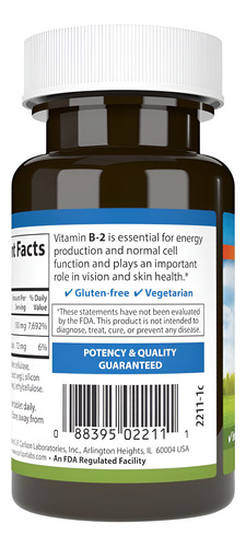 Carlson B-2 Riboflavina 100 Mg, 100 Comprimidos Vegetais