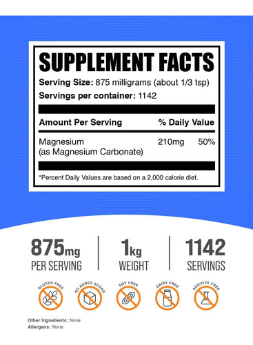 Suplemento De Magnésio Bulksupplements.com Carbonato De Magn - Imagem 2