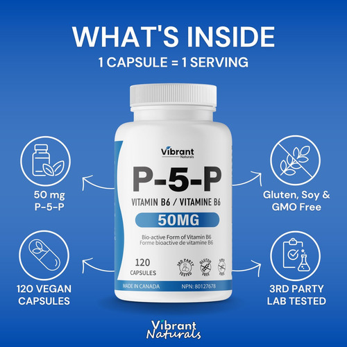 Suplemento Vibrant Naturals P5p B6 50mg - 120 Cápsulas - Imagem 11