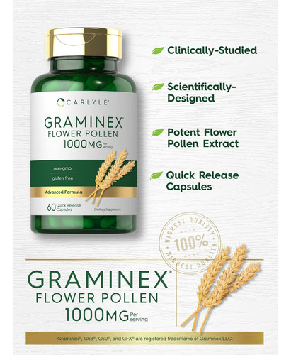 Extrato De Pólen De Flor Carlyle Graminex | 1000mg | 60 Cáps - Imagem 8