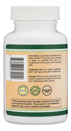 Metilfolato 1.000 Mcg, 120 Cápsulas (suplemento De Metil Fol - Imagem 3
