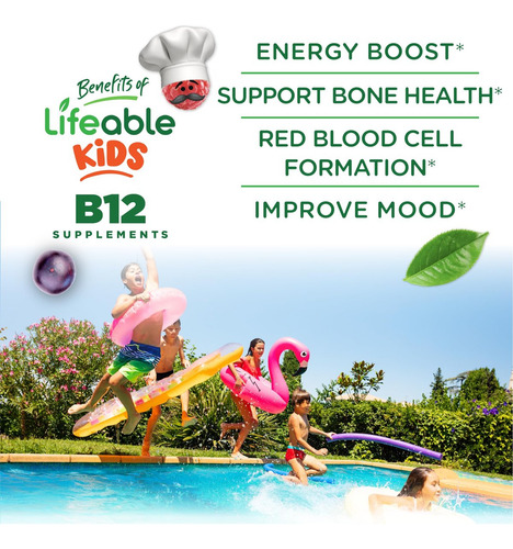 Gomas De Vitamina B12 Sem Açúcar Lifeable Para Crianças | 90 - Imagem 6