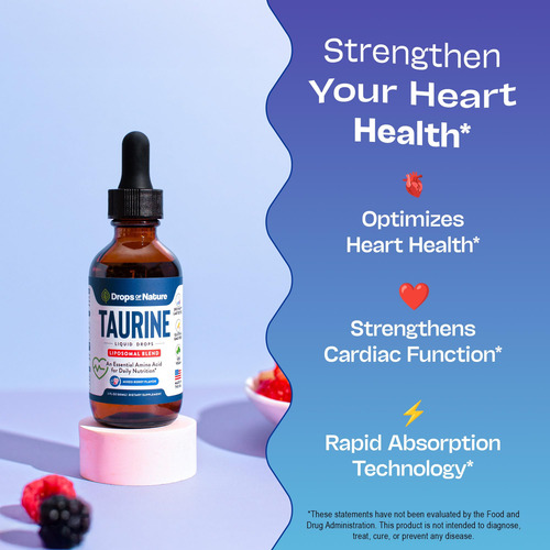 Suplemento Drops Of Nature Taurine Liquid 60ml Mixed Berry - Imagem 4