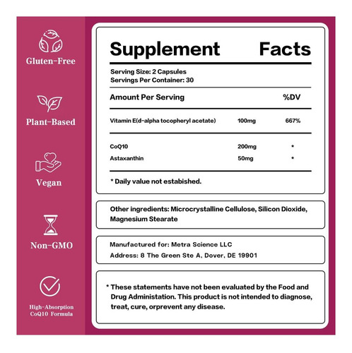 Hope Life Coenzyme Q10 Suplementos 2x Melhor Absorção, De E - Imagem 11
