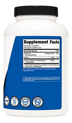 Suplemento Nutricost Hmb (1000mg) E Vitamina Diu) - 240 Cáp - Imagem 7