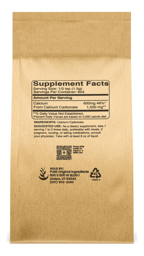 Suplemento Dietético Puro, Ingredientes Originais, Cálcio, C - Imagem 2