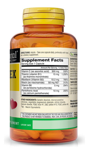 Mason Natural Complexo B Com Vitamina C - 100 Cápsulas - Imagem 3