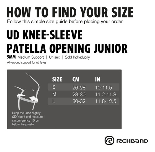 Manga De Joelho De Neoprene Infantil Rehband Com Abertura De - Imagem 6