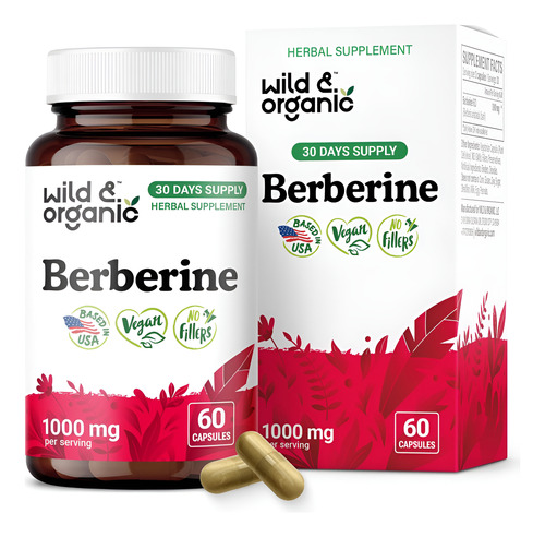 Suplemento De Berberina Orgânica Wild & Organic 1000 Mg - 60