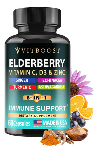 Suplemento Imunológico De Sabugueiro Vitboost 8 Em 1 - 60