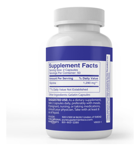 Suplemento Dietético Pure Original Ingredients Glycine 100 C - Imagem 3