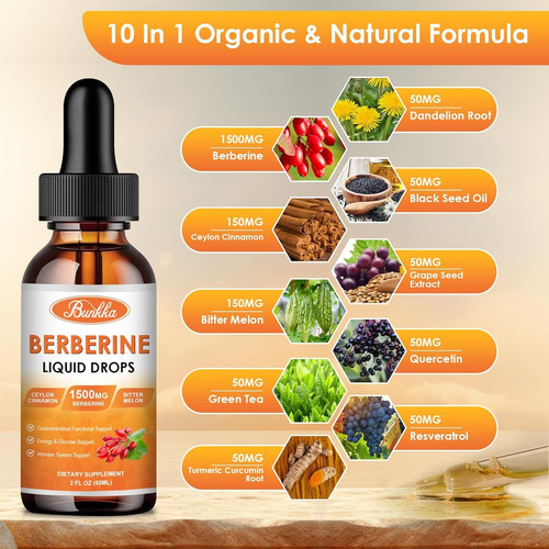 (pacote Com 2) Suplemento De Berberina Liquid Drops 120ml Bu - Imagem 2
