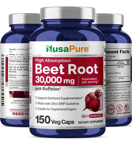 Raiz De Beterraba Nusapure 30.000 Mg 150 Cápsulas Vegetais ( - Imagem 5