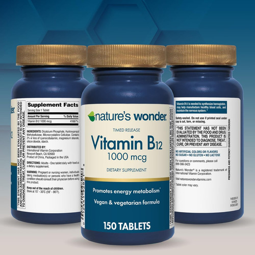 Nature"s Wonder Vitamina B12 1000 Mcg, 150 Comprimidos - Imagem 7