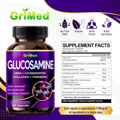 Grimed Glucosamina 12.000 Mg - X12 Power Com Msm, Condroitin - Imagem 3