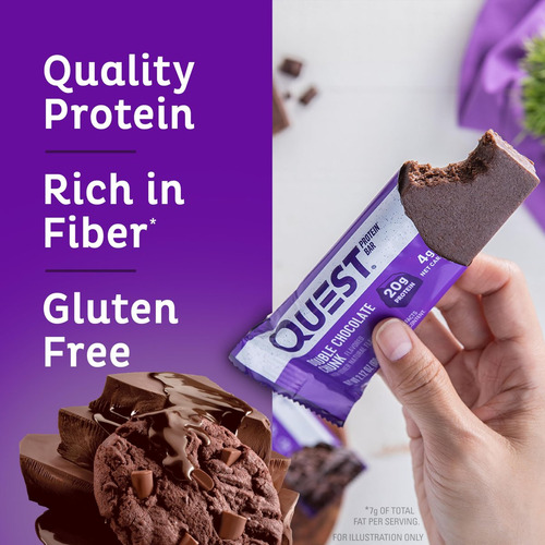 Barras De Proteína Quest Chocolate Duplo, 20g De Proteína - Imagem 4