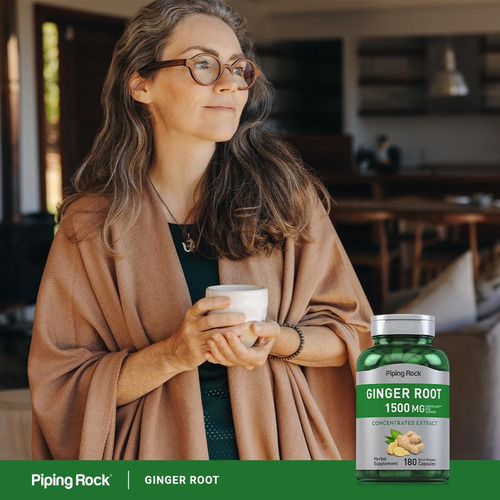 Cápsulas De Raiz De Gengibre Piping Rock | 1500mg | Contagem - Imagem 6