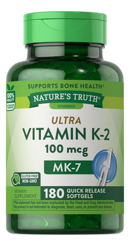 Complexo Natures Truth Vitamina K2 Mk7 | 100mcg | 180 Cápsul - Imagem 7