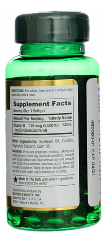 Nature"s Bounty Vitaminas D-5000 Ui Nature"s Bounty, 150 - Imagem 4