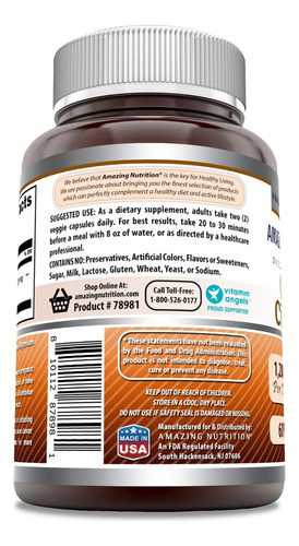 Cápsulas Vegetais Amazing Nutrition Canela Do Ceilão 1200 Mg - Imagem 7