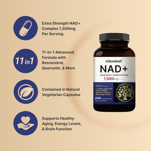 Naturebell Nad+ 1.500 Mg, 240 Cápsulas Veganas - Imagem 3